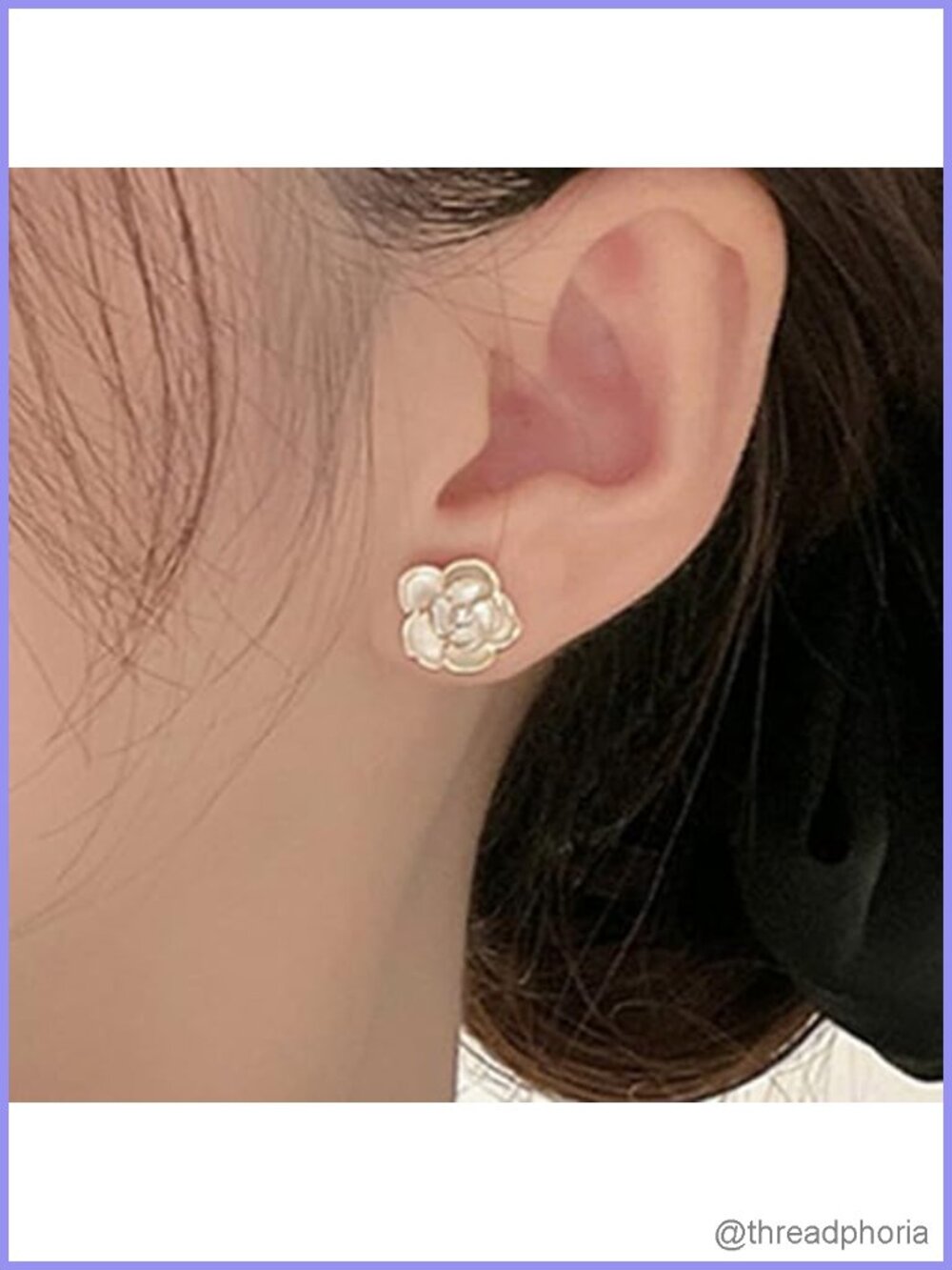 White Gardenia Acrylic Flower Stud Earrings Sterling Silver Posts - Picture 3 of 4